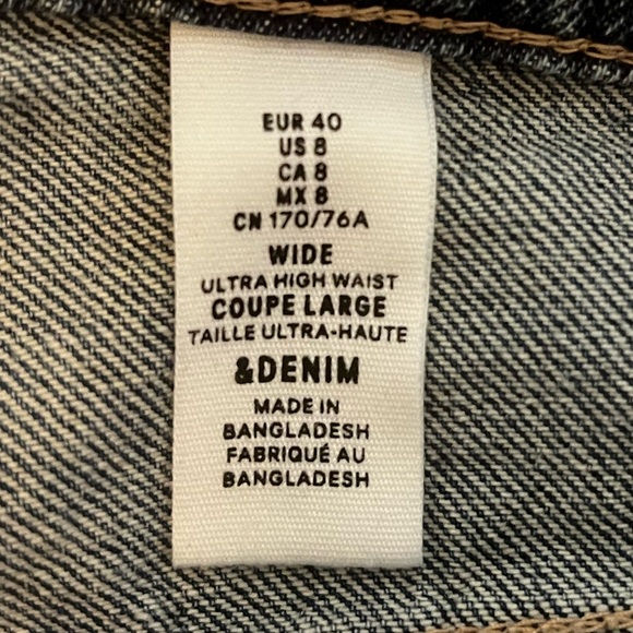 H&M &Denim Ultra High Rise Wide Leg Baggy Fit Jeans, Size 8 - Picture 7 of 11